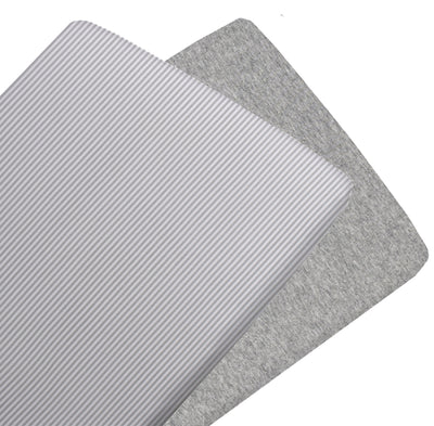 Living Textiles 2 Pack Cradle/Co Sleeper Fitted Sheets - Grey Stripe/Melange