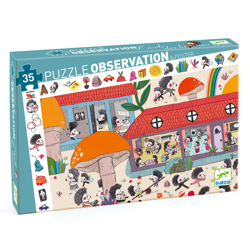 Djeco Hedgehog School 35 Piece Observation Puzzle