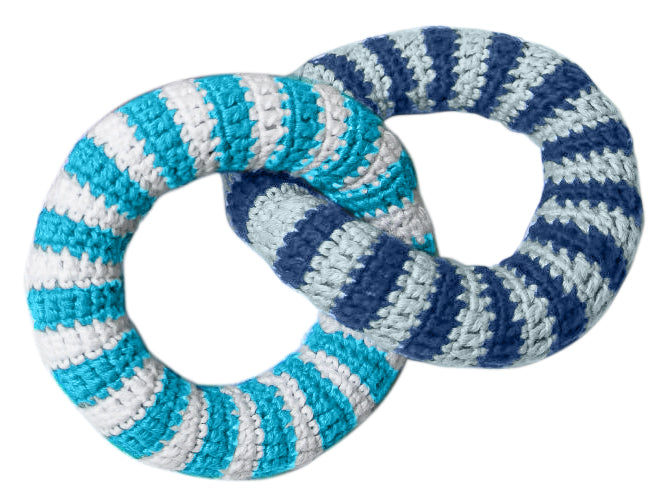 Emotion & Kids Crochet Rattle Rings - Blue & Navy