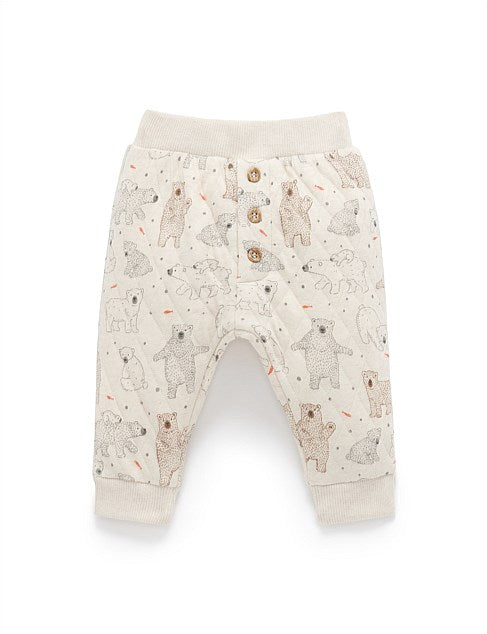 Purebaby Quilted Slouchy Track Pants - Catching Fish Print