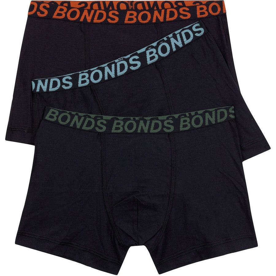 Bonds Boys Sport Trunk 3 Pack - Black