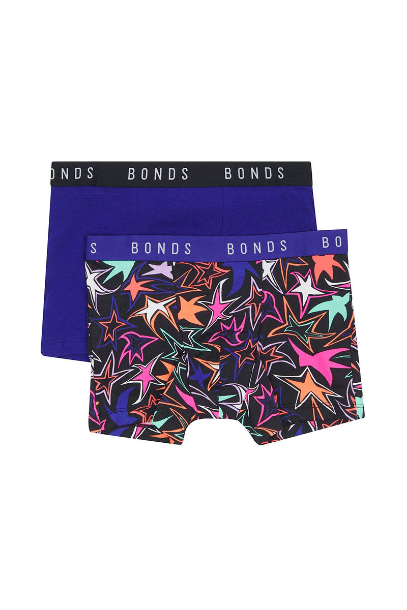 Bonds Boys Hipster Trunk 2 Pack - Star Print/Navy Blue