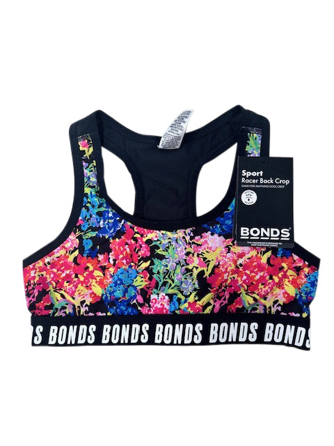 Bonds Girls Performance Racer Back Crop - Floral Print