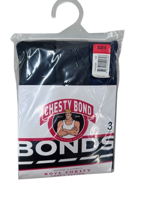 Bonds Boys Chesty 3 Pack - Black/Charcoal/Navy