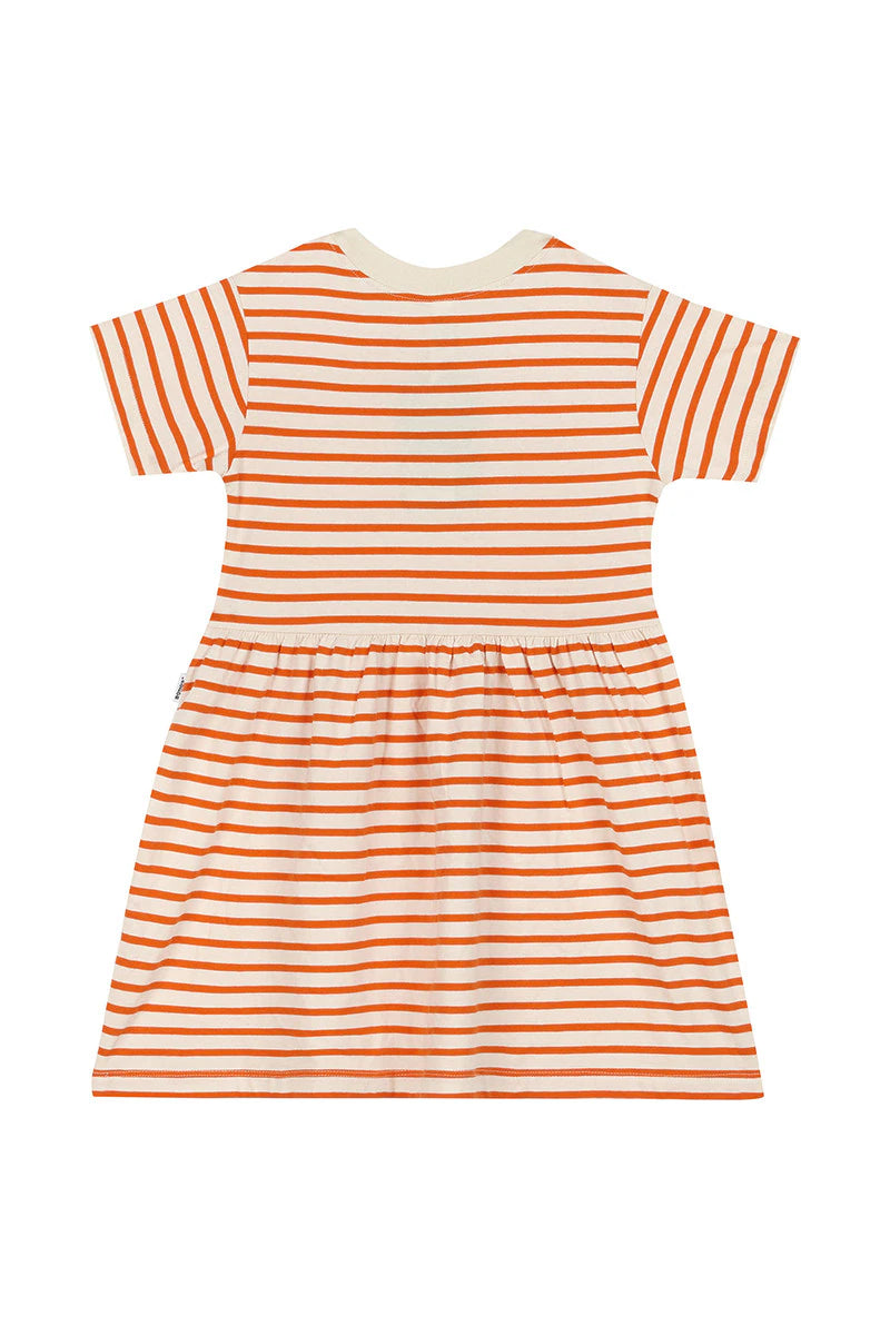 Bonds Next Gen Short Sleeve Tee Dress - Bonds Breton Stripe Pumpkin Spice Orange