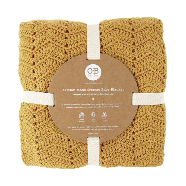 O.B Designs Crochet Baby Blanket - Turmeric