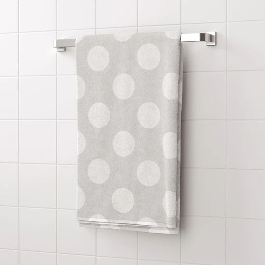 Bubba Blue Polka Dots Velour Bath Towel - Grey