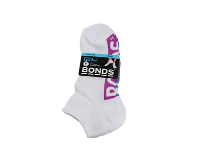 Bonds Men's Cushioned Logo Low Cut Socks 3 Pack - White/Berry/Blue/Green