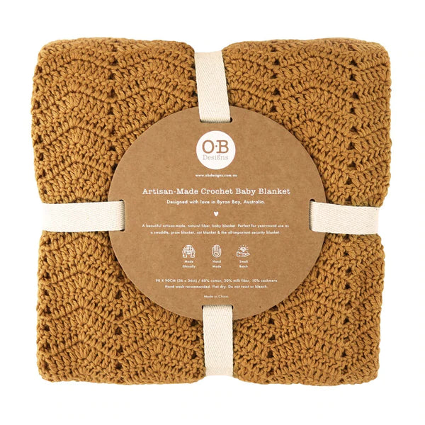 O.B Designs Crochet Baby Blanket - Cinnamon