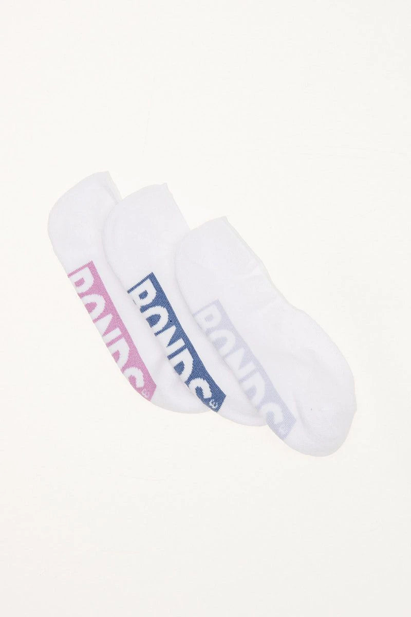 Bonds Womens Logo Cushioned Sneaker Socks 3 Pack - Berry/Denim