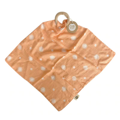 O.B Designs Muslin Security Blanket - Peach Daisy Print