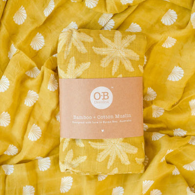O.B Designs Bamboo + Cotton Muslin - Pear Shell Print