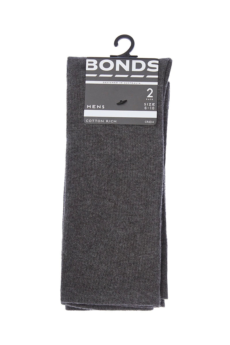 Bonds Mens Oxford Business Crew Socks 3 Pack - Charcoal Marle