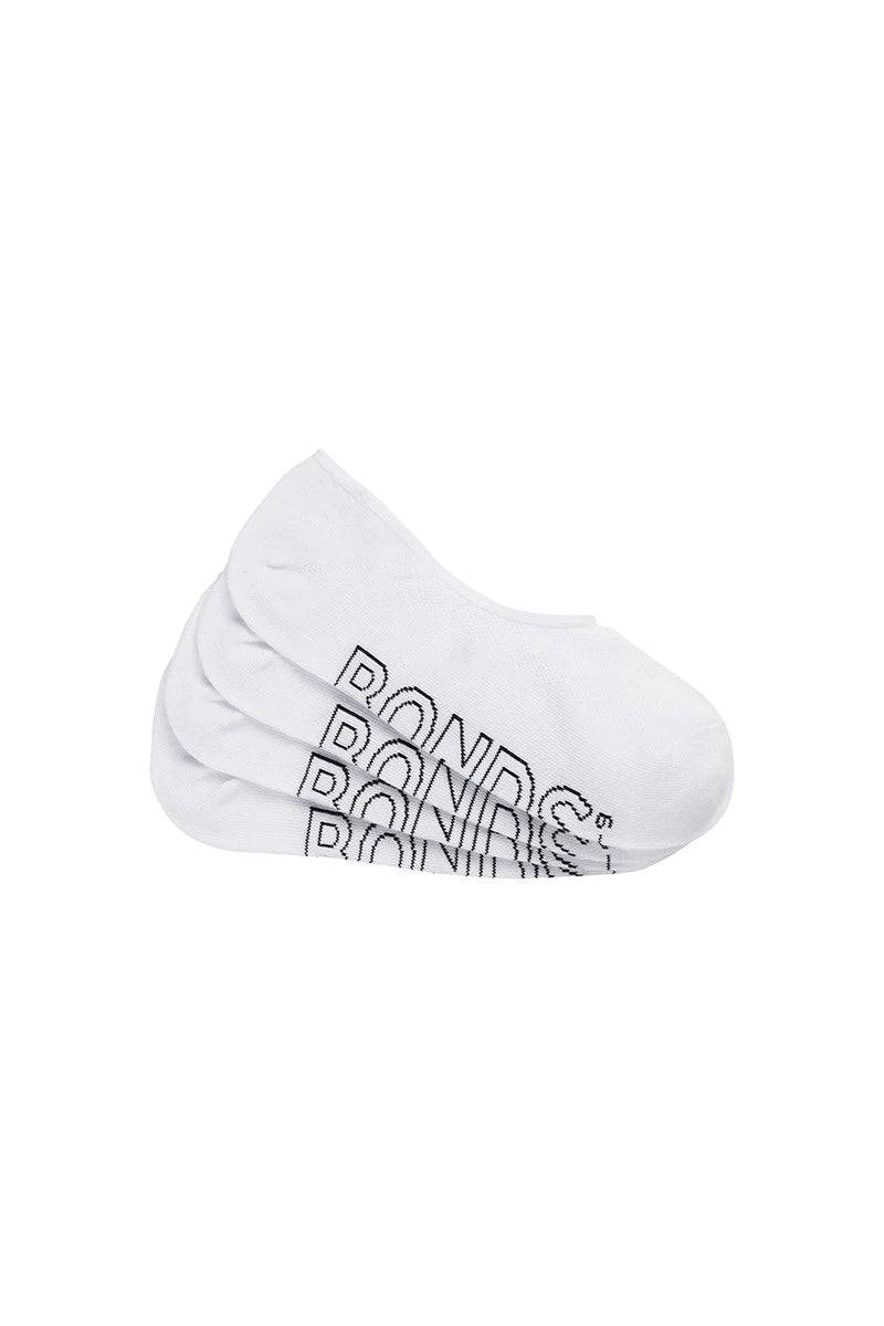 Bonds Mens Logo Lightweight Sneaker Socks 4 Pack - White