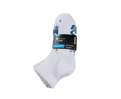 Bonds Mens X-Temp Quarter Crew Socks 3 Pack - White With Blue Logo