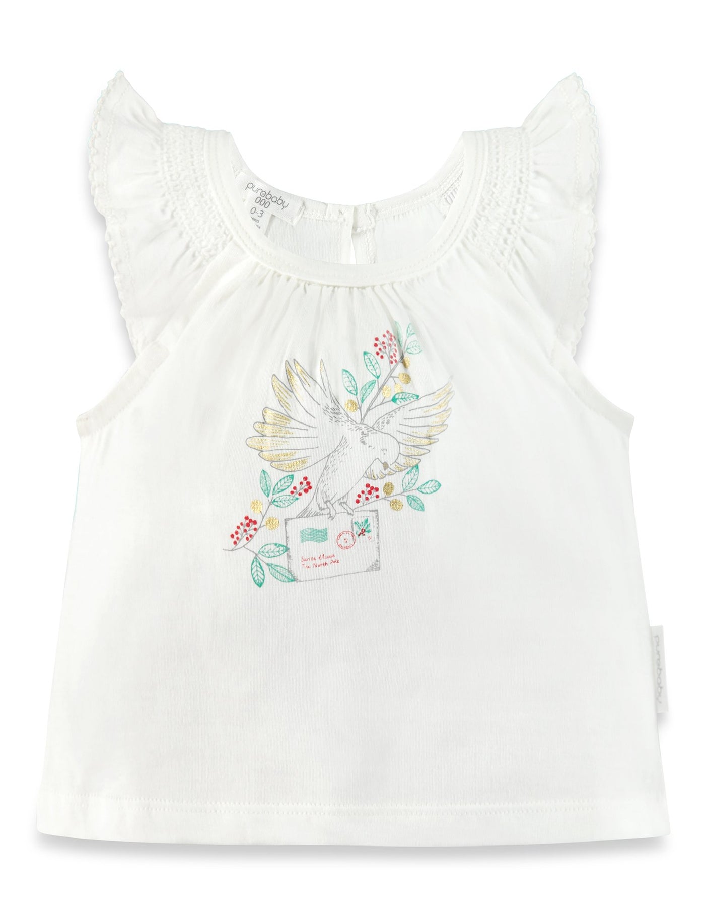 Purebaby Baby Girl Christmas Tee - Vanilla-Outlet Shop For Kids