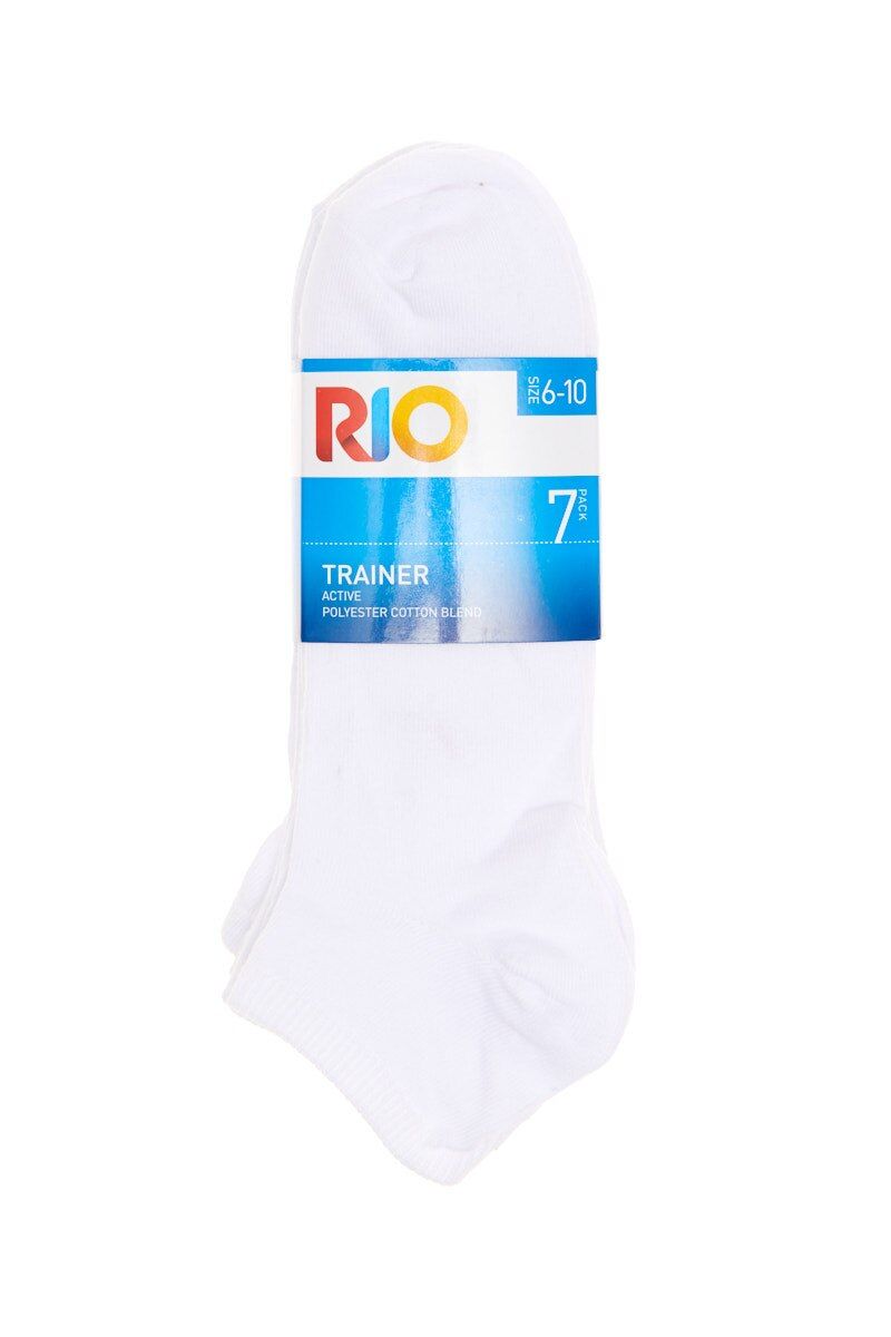 Rion Mens Trainer Liner Socks 7 Pack - White-Outlet Shop For Kids