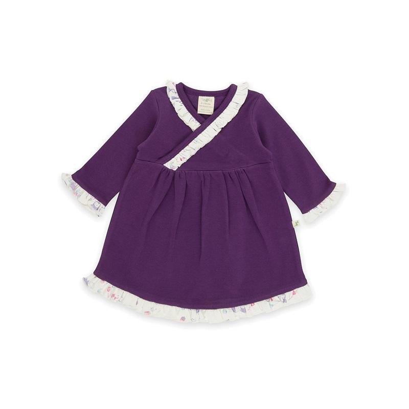 Tiny Twig Organic Long Sleeve Kimono Dress - Plum-Outlet Shop For Kids