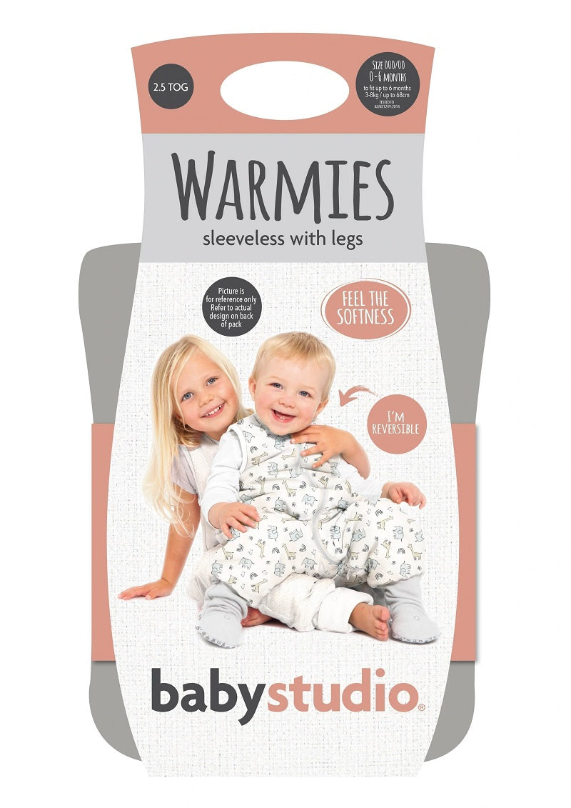 Baby Studio Warmies Sleeveless Cotton Sleeping Bag With Legs 2.5 TOG - Dusty Pink/Pink Stars
