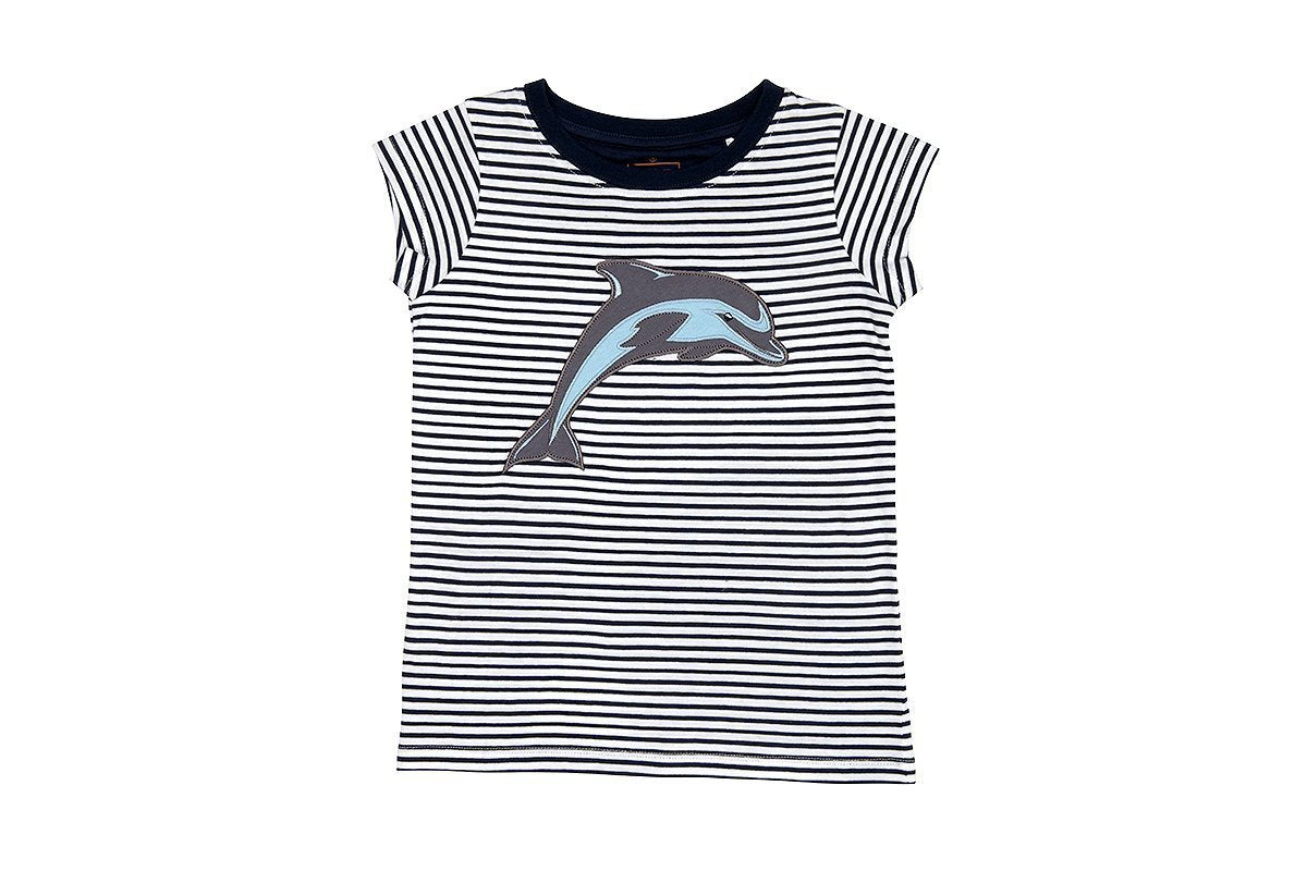 Wild Republic Kids Short Sleeve Top - Dolphin Navy Stripe-Outlet Shop For Kids