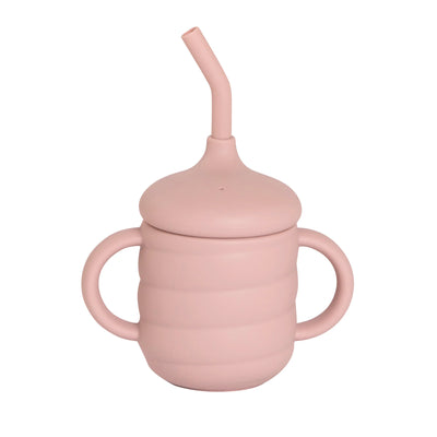 All 4 Ella Silicone Sippy Cup With Straw - Dusty Pink