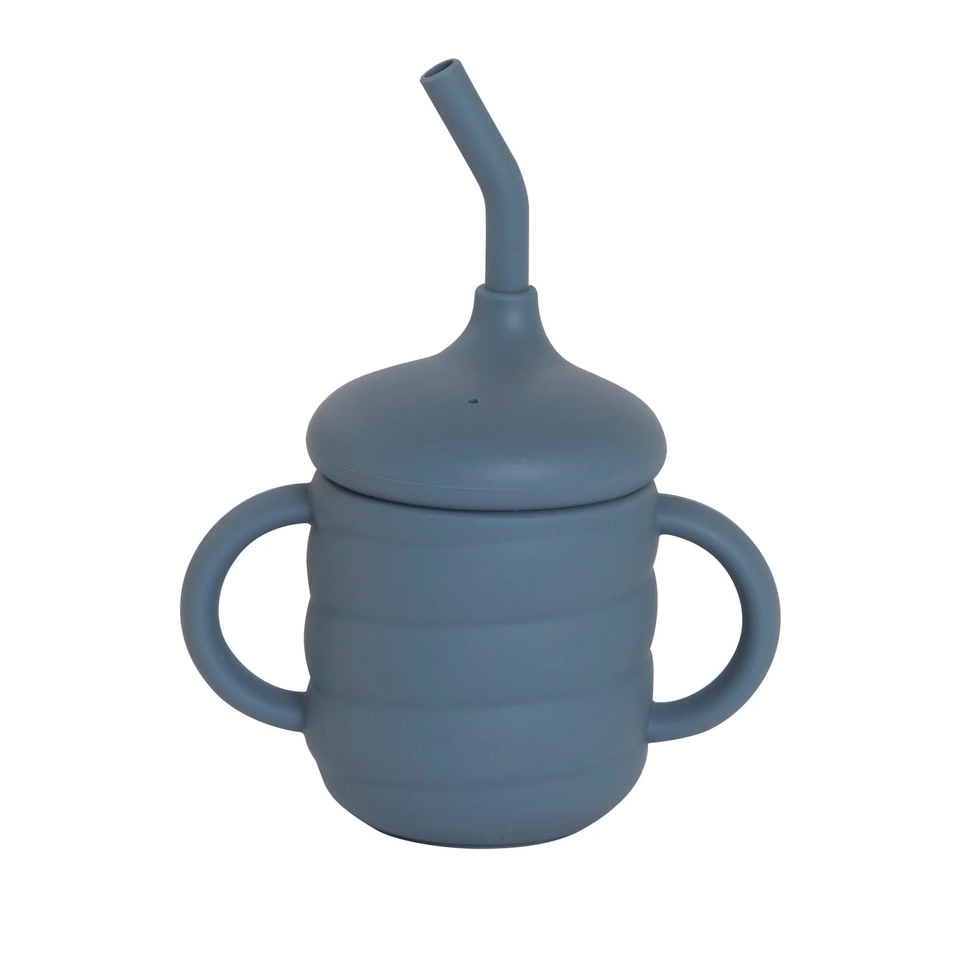 All 4 Ella Silicone Sippy Cup With Straw - Slate Blue