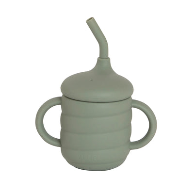 All 4 Ella Silicone Sippy Cup With Straw - Olive