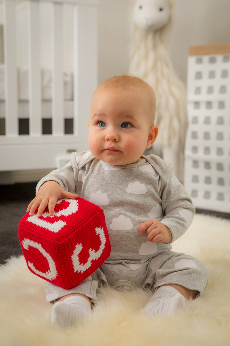 Emotion & Kids Crochet Rattle Cubes - Red ABC 123