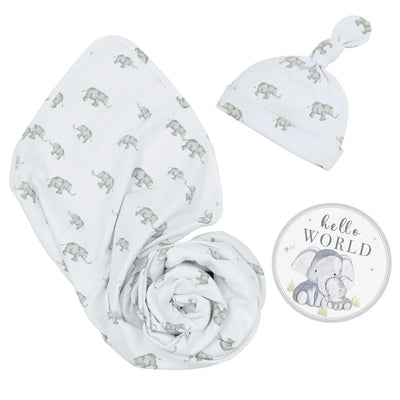 Living Textiles Hello World Gift Set - Grey Elephant