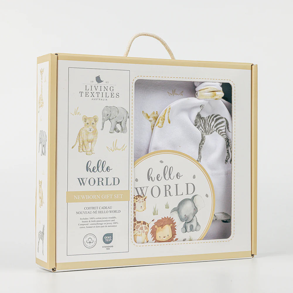 Living Textiles Hello World Gift Set - Savanna Babies