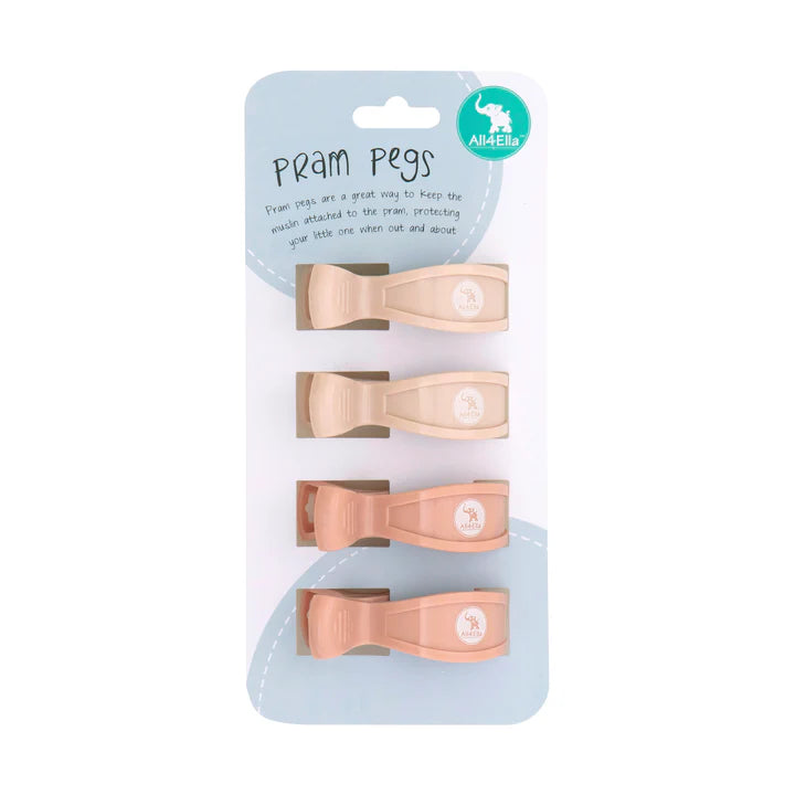 All 4 Ella Pram Pegs 4 Pack - Cream/Peach