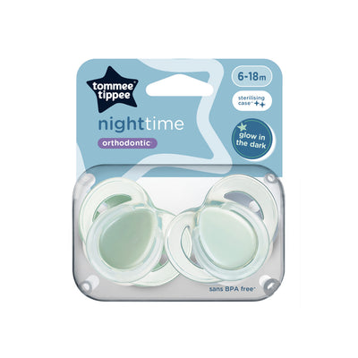 Tommee Tippee Closer To Nature Night Time Soothers 6-18 Months 2 Pack - Green Pack