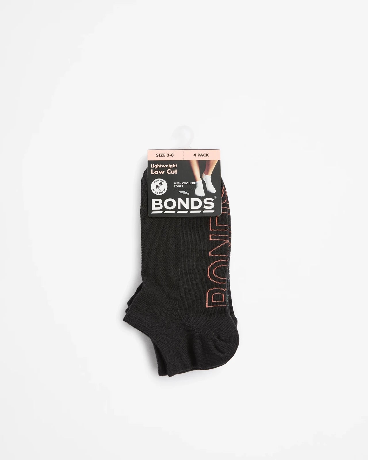 Bonds Women's Logo Light Low Cut Socks 4 Pack - Black