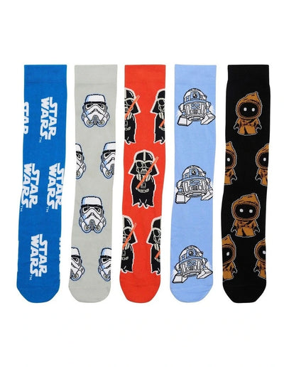 Bonds Men's Star Wars Crew Socks 5 Pack - Blue/Black/Red/Grey