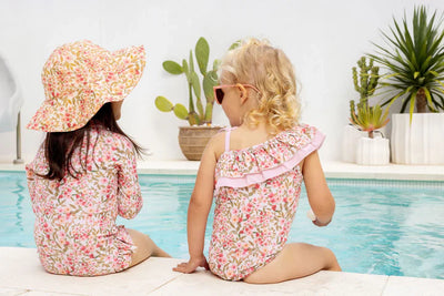 Kapow Kids Spring Blossom One Shoulder Swimsuit UPF50+