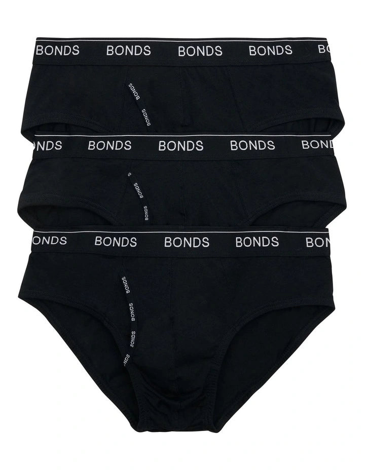 Bonds Men's Guyfront Briefs 3 Pack - Black