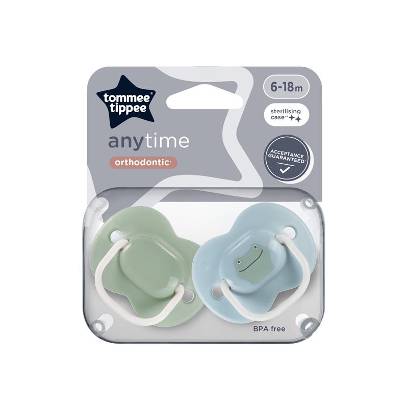 Tommee Tippee Anytime Soothers 6-18 Months 2 Pack - Frog Pack