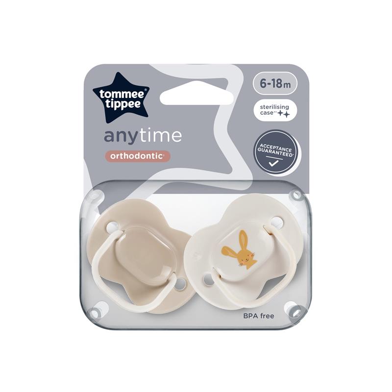 Tommee Tippee Anytime Soothers 6-18 Months 2 Pack - Rabbit Pack