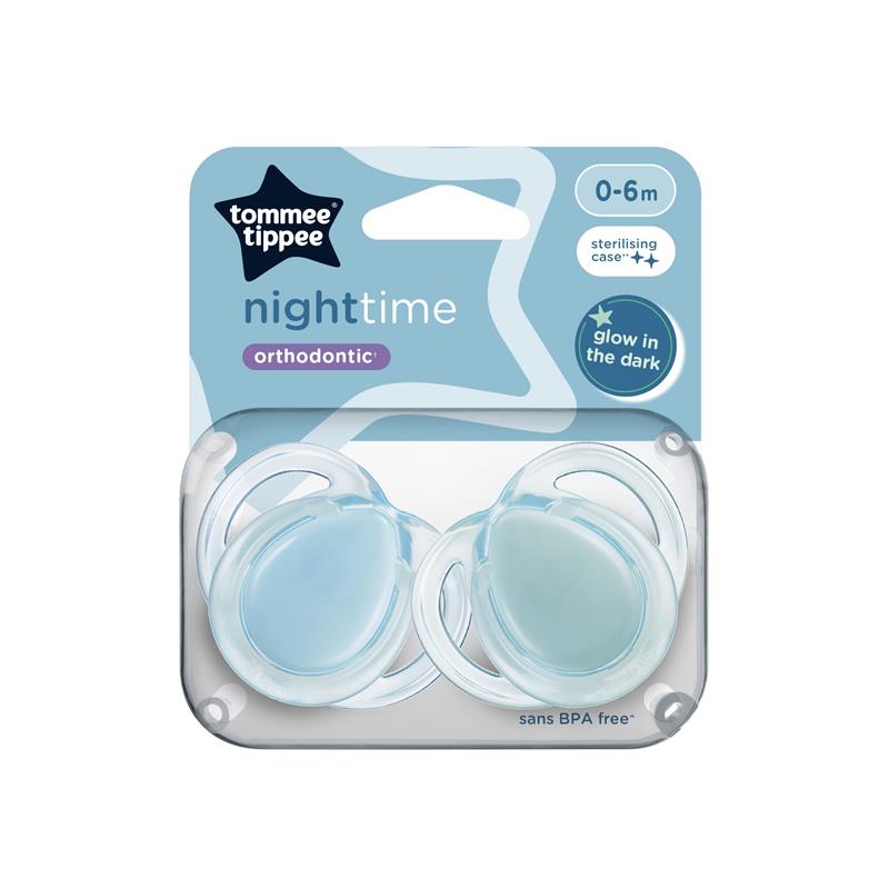 Tommee Tippee Night Time Orthodontic Soothers 0-6 Months - Blue Pack