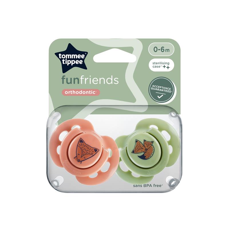 Tommee Tippee Fun Friends Orthodontic Design Soothers 0-6m 2 Pack - Rose Pack