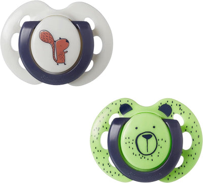 Tommee Tippee Closer To Nature Fun Style Silicone Soothers 0-6m 2 Pack - Off White/Bear