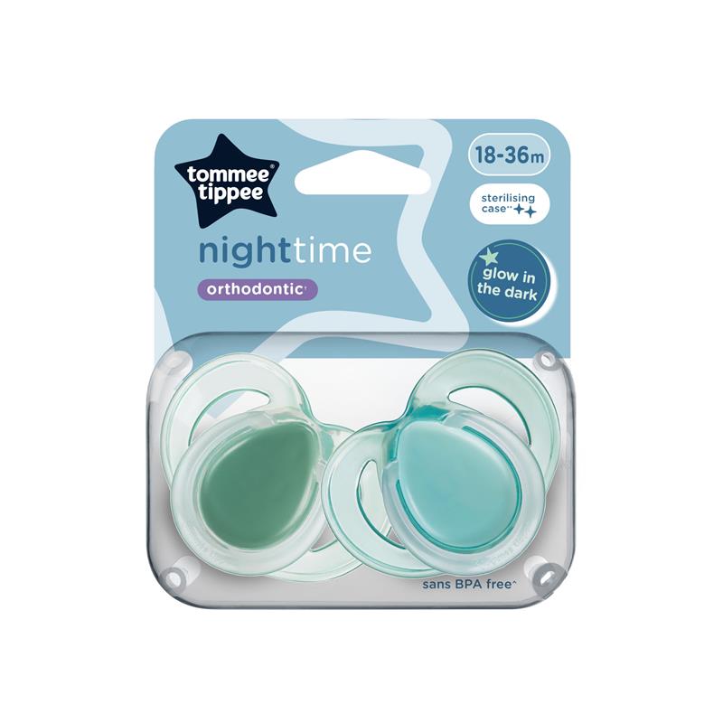 Tommee Tippee Nighttime Soother 2 Pack 18-36 months  - Green Pack