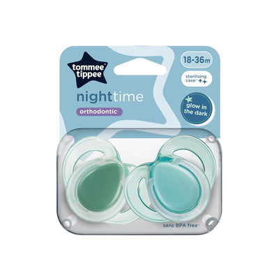 Tommee Tippee Nighttime Soother 2 Pack 18-36 months  - Green Pack