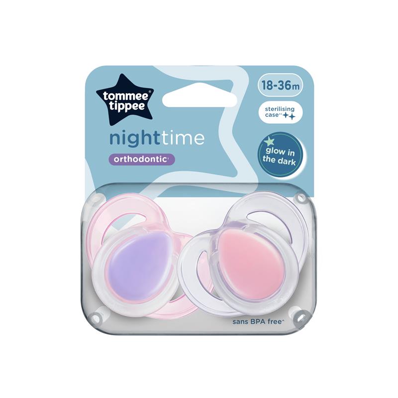 Tommee Tippee Nighttime Soother 2 Pack 18-36 Months - Purple/Pink