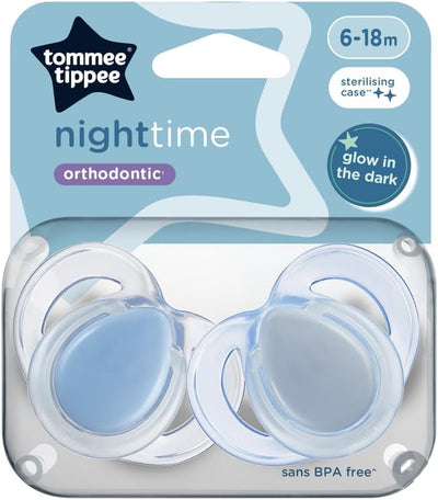 Tommee Tippee Nighttime Soother 2 Pack 18-36 months - Blue/Light Blue
