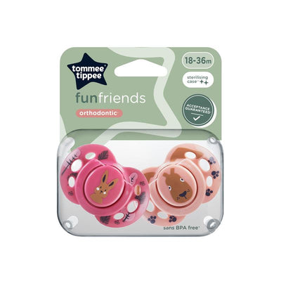 Tommee Tippee Fun Style Orthodontic Soothers 18-36 Months 2 Pack - Pink Pack