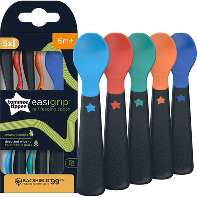 Tommee Tippee Easigrip Self-Feeding Baby Weaning Spoons 6m+ 5 Pack