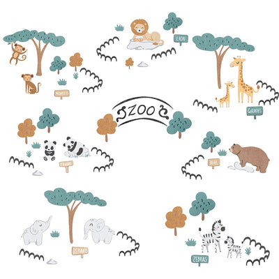 Living Textiles Removable Wall Decals - Day At The Zoo