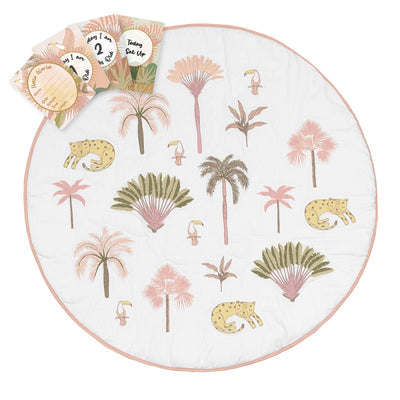 Living Textiles Playmat With Milestone Cards - Tropical Mia