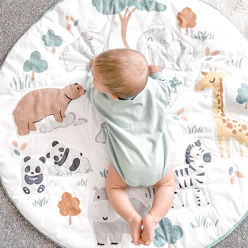 Living Textiles Playmat With Milestone Cards - Day at the Zoo